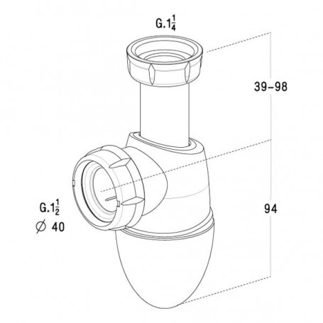Siphon Lavabo tube réglable Ø 1´´1/4 - Raccordement PVC Ø 32 mm