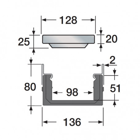 Cadre Wolfa 100x50 cm hauteur de construction 20 mm (pour grille